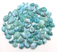 Lot de cabochons en larimar naturel, pierres précieuses lisses et non montées, formes variées, larimar qualité A, 100% larimar naturel.