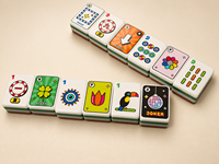 Set Ubin Mahjong Amerika 4 Lapis Akrilik, Cetakan Kartun Warna-Warni, Logo Custom OEM, Ukuran Penuh