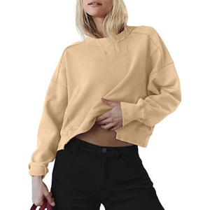 Sweat-shirt pour femme en coton délavé, col rond, coupe ample, respirant, pour l'automne et l'hiver, produit très vendu - Product Image 6