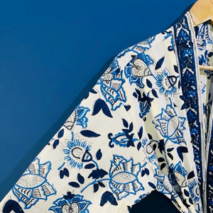 Bata Kimono de Algodón de Lujo Unisex, Vestidos Casuales de Verano Transpirables y Ecológicos con Estampado de Bloques, Bata de Baño Larga para Mujer - Product Image 1