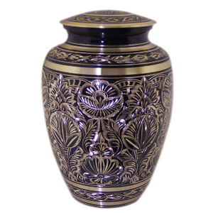 Urnes funéraires pour adultes en laiton de haute qualité avec gravure complète, finition or et noir, pour cendres humaines. - Product Image 2