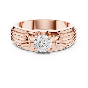 Bague Statement Art Déco Côtelée Vinson Project avec Moissanite Taillée, Pierre Centrale en Acier Inoxydable, Unisexe, Bijou Fin pour Fiançailles, Cadeau - Product Image 1