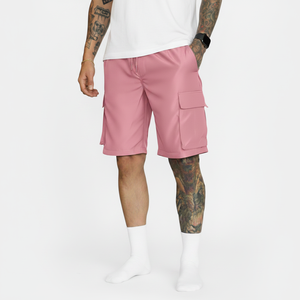 2026 Summer Classical Shorts Men Little <b>Elastic</b> Basic Solid Shorts 100% Cotton <b>Knee</b> Length Washed Cargo Shorts for Men - Product Image 2