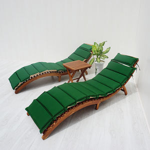 Chaise longue d'extérieur moderne DS00025, pliable, avec appui-tête, siège rembourré, bois et polyester, pour villa, piscine, jardin - Product Image 1