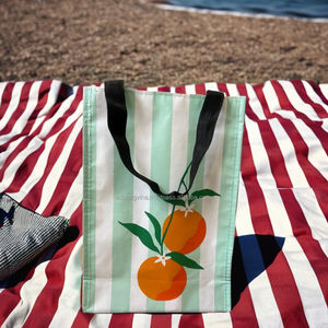 Bolsas de regalo de comestibles RPET tejidas ecológicas personalizables al por mayor bolsa de vino con cierre de hombro reutilizable reciclada duradera personalizada - Product Image 1