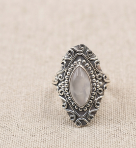 Natural Marquise Rose Quartz Statement <b>Ring</b> 925 Sterling Silver Boho Vintage Artisan Cocktail <b>Ring</b> Rose Gold & Yellow Gold <b>Plate</b> - Product Image 1