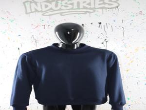 BLUE <b>Mock</b> <b>Neck</b> Sweatshirt 100% wide <b>neck</b> Sweatshirt Finer Threads - Product Image 2