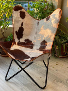 Chaises papillon en cuir fourrure Vintage, nouveau, mignonnes, décoratives faites à la main, confortables, pour salle à manger - Product Image 5