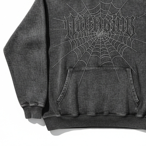 Wholesale Hoodie <b>Tracksuit</b> Unisex <b>Retro</b> Spider Print Hooded Sweatshirt Winter Warm Thick Fleece Pullover Top - Product Image 4