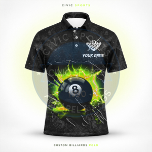 Camisetas de Manga Corta Personalizadas para Billar, Jersey de Billar con Estampado por Transferencia de Calor en Tela de Poliéster/Algodón - Product Image 3