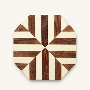 Handmade Octagonal Wooden Resin Coaster Set Modern Geometric Inlay <b>Cup</b> <b>Mats</b> For Coffee Tables Premium Heat-Resistant Tableware - Product Image 1