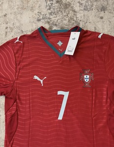 Camiseta de Fútbol de Portugal para Hombre, Roja, Cuello en V, Manga Corta, Número 7 Bordado, Uniforme para Adulto que Absorbe la Humedad - Product Image 5