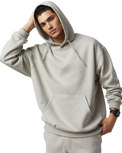 Vintage Style <b>Men</b> 100% Cotton Winter Oversized <b>Hoodie</b> with Drop Shoulder Fleece Sweatshirt - Product Image 1