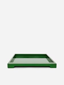 Bandeja Rectangular de Laca Ecológica con Base de Ratán, Bandeja de Servicio Verde Oscuro, Decoración del Hogar, Organizador de Mesa, Venta al por Mayor, Hecho a Mano, B2B - Product Image 2