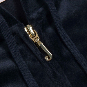 Women's Navy <b>Velvet</b> Tracksuit Set Hooded Zip Up Jacket and <b>Jogger</b> Pants Casual Sporty Outfit - Product Image 6