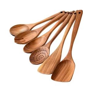 Cuillère de service en bois naturel, cuillère de cuisine polyvalente pour mélanger la sauce, le riz, le curry, la soupe, outil de cuisine durable pour la salle à manger - Product Image 3