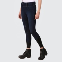Leggings de mezclilla Premium para montar a caballo, fabricación de ropa personalizada, medias ecuestres con agarre de asiento completo, pantalones con trabillas para cinturón