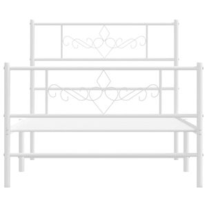 Cadre de lit rectangulaire simple moderne en acier blanc - Product Image 4