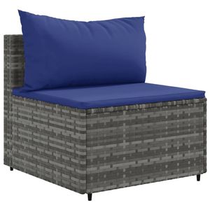 Juego de Muebles de Jardín con Cojines Azul Oscuro y Ratán Gris - Product Image 4