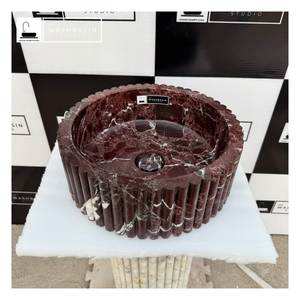 Lavabo de Baño Moderno de Mármol Rosso Levanto de Primera Calidad con Desagüe para Uso en Almacenes - Product Image 3