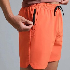 Pantalones Cortos Deportivos Casuales de Verano para Hombre, Transpirables, de Cintura Media, con Bolsillos, Color Sólido, Color Naranja Teñido, Precio Económico, MOQ Bajo - Product Image 2