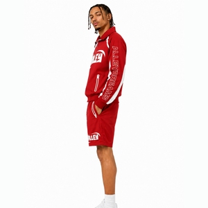 Ensemble de survêtement coupe décontractée pour homme en satin tissé respirant, coupe-vent, de haute qualité, personnalisé, marque privée, veste et short unis pour le printemps - Product Image 4