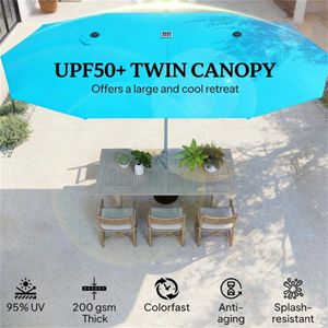 Ombrellone da Esterno Blu per Terrazzo e Patio con Base - Product Image 2