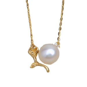 S925 <b>Silver</b> 7-8 Pearl Chain Accessory DIY Rose <b>Necklace</b> with Empty <b>Pendant</b> and JG5410 Chain Fashion <b>Pendant</b> <b>Necklace</b> - Product Image 5