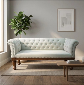 Indian Supplier Vintage Wooden White Sectional Sofa Furniture Living Room Rattan Sofa Set Lounge Couch for Sale Export - Product Image 1