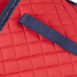 Red <b>Quilted</b> Horse Saddle Pad with Navy Trim And Color Stripes Polyester Material And Color Stripes Polyester - Product Image 2