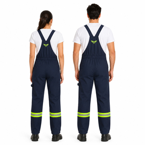 High Visibility <b>Car</b> <b>Wash</b> Workwear Bib <b>Overall</b> Reflective Safety Uniform Navy Blue Industrial Mechanic Coverall Unisex - Product Image 2
