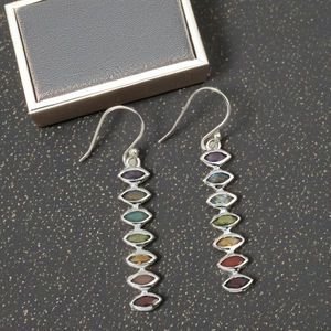 Pendientes de Lujo con Forma de Ojo, Estilo 2026, Pendientes Colgantes de Cobre Hechos a Mano, Multicolores, con Piedras Preciosas de los 7 Chakras, Arcoíris - Product Image 1