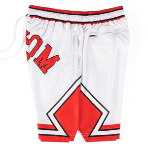 Shorts de basketball en maille pour hommes 100 % polyester, imprimés sérigraphiés, unis, décontractés, écologiques, respirants, séchage rapide, taille mi-haute, avec poches - Product Image 1