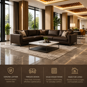 Juego de Sofás de Cuero Genuino Moderno, Sofá de Cuero de Lujo, Muebles para Sala de Estar, Hogar, Oficina, Villa y Espacios Comerciales - Product Image 5