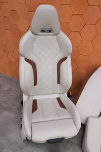 White Leather Sport Bucket Seats Recaro Style Rear Car <b>Interior</b> Seat Set for M2 M3 M4 M5 M6 X3M X6M G80 G98 - Product Image 2