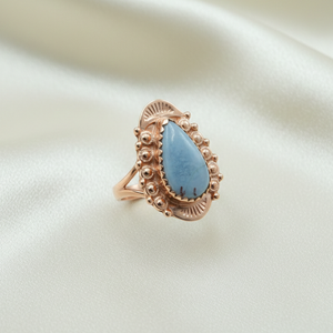 Anillo Vintage de Angelita Azul en Forma de Pera, Plata de Ley 925, Chapado en Oro Rosa y Oro Amarillo, Joyería Boho Hecha a Mano, Regalo para Hombre - Product Image 3
