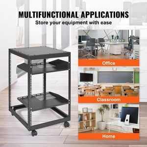 Armadio Rack AV a 4 Posti Regolabile in Profondità 23-40, Montaggio a Parete o Autoportante, 15U, Open Frame per Server e Reti - Product Image 6