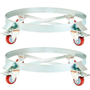 Chariot à tambour à cadre en acier robuste de 55 gallons, capacité de charge de 1000 lb, 4 roulettes pivotantes, équipement de manutention, 2 pièces - Product Image 1