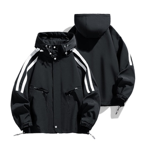 OEM Custom Spring Nonwoven Fashion Outdoor Men's <b>Patchwork</b> Zipper Casual Wear Multiple Pockets Hooded Windbreaker - Product Image 5
