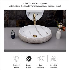 Luxury Designer White Marble Countertop Sink Wash <b>Basin</b>-Durable & Eco-Friendly for Home Restaurant Hotel Use - Product Image 5