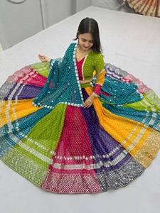 LAHENGA CHOLI DUPATTA GEORGETTE INNER <b>MICRO</b> COTTON 7 MM SEQUNCE WORK SUIT - Product Image 6