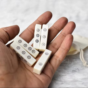 High Quality Handmade Bone <b>Dice</b> <b>Set</b>: Domino Style, Natural White Bone (40mm) - Product Image 1