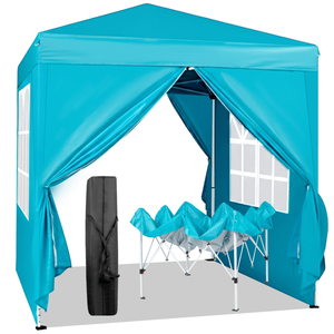 Tente de camping pratique bleu lac 6,5 x 6,5 pieds, imperméable, pliable à angle droit avec deux portes et deux fenêtres - Product Image 2