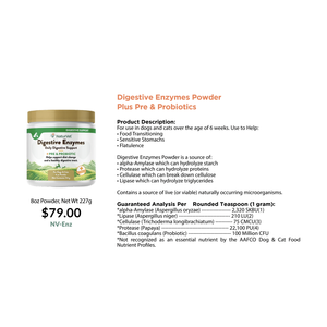 NaturVet Enzimas Digestivas en Polvo Plus Prebióticos y Probióticos 227g para Perros y Gatos - Product Image 1