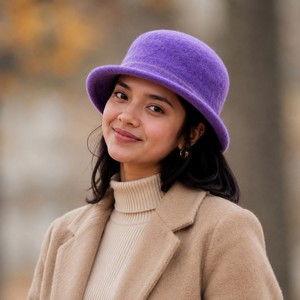Handmade <b>Purple</b> Wool Felt Bucket <b>Hat</b> - Product Image 2