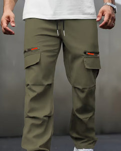 Pantalon de survêtement cargo vert olive pour homme, imprimé Realtree, hiver, taille élastique, fermeture à cordon, plusieurs poches, style décontracté - Product Image 1