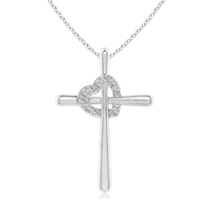 Vaayu Jewels - Colgante de Cruz con Corazón de Diamantes Vintage para Boda, Joyería Religiosa de Oro Amarillo de 10K, 14K, 18K, Oro de 925 y 935, Plata - Product Image 3