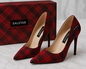 Scottish <b>Red</b> Special Tartan Women Wedding High <b>Heel</b> Pumps Elegant Stiletto Shoes Custom Design Wholesale Supplier - Product Image 3