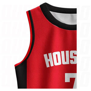 Nouvel ensemble de maillots et shorts de basketball rouges personnalisés, respirants, à séchage rapide, avec impression par transfert thermique, grandes tailles - Product Image 5