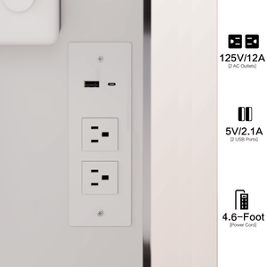 Tavolo da Trucco con Specchio LED da 17 Pollici, Sgabello Imbottito, 2 Prese AC+2 USB, Grande Specchio con Interruttore Touch, 3 Colori, Vanity per il Trucco - Product Image 4
